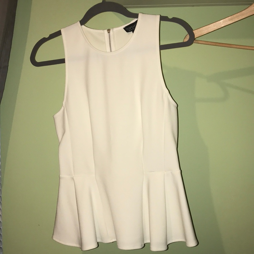TopShop White Blouse Flared Tank Top